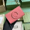 Diseñador de lujo 760336 Blondie Zip Around Wallet rosa Soho Interlocking Short Wallet Cuero Blanco Logo Round Zip wallet 7A Calidad SUPERIOR