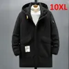 Homens Down Parkas Homens Jaqueta de Inverno Grande Tamanho Com Capuz Fleece Isolar Acolchoado Parka Masculino Quente Grosso Big Plus 10XL 150kg Longo Acolchoamento Outerwear 231020