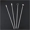 Bar Tools Metal Fruit Stick Stainless Steel Cocktail Pick Tools Reusable Sier Cocktails Drink Picks 4.3 Inches 11Cm Kitchen Bar Party Dh7Ge