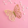 Party Supplies 12st Gold Artificial Butterfly Cake Topper Diy Decor för bröllopsfödelsedagsdekoration Rose Silver Cupcake