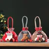 Decoraciones navideñas Bolsas de regalo de Navidad para niños Envoltura navideña Portátil de gran capacidad Reutilizable Muñeco de nieve Ciervo Patrón de Papá Noel DIY con