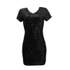 Casual Dresses Fashion Sexy Women Mini Dress Female Nightclub Pullover Robe Girl's V Neck Sequins Party Vestidos Lady's Wrap Hip