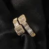 Hip Hop Men's Baguette Justerbara anpassade män Ring Famous Brand Iced Out Micro Pave CZ Punk Rap Smycken Storlek 220217249W