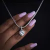 2021 Valentines Day Gift Jewelry 5A Cubic Zirconia 3mm CZ Tennis Chain Halo Heart Pendant Ice Halsband för flickvän330i