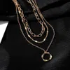 Chokers iparam Gold Color Multi Layered Chains Necklace For Women Girls Circle Pendant Vintage Halsband Fashion Jewelry Gifts 231020