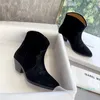 Shoes Suede Ankle Boots Designer Women Fashion Pop Marant Cowboy Western Style