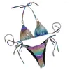 Costume da bagno da donna Costume da bagno europeo americano sexy moda donna Set bikini colorato con stampa serpente abbronzante con cinturino diviso accessorio con strass