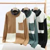 Męskie swetry 2023 Jesienna Jumper Mass Mode Men Sermokown Neck Patchwork Sweter Odzież HARAJUKU Winter Streetwear