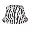 Basker djur hudtryck mönster unisex hink hatt anpassad sommar rese strand zebra textur ränder