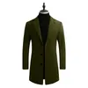 Erkek trençkotları orta uzunlukta ceket düz renk ince oturan yaka modaya uygun düğmeler günlük aşınma için ceket