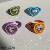 Bagues de cluster Hangzhi Ines 2023 Coeur Amour Strass Incrustation Couleur Bonbon Peinture en aérosol Doigt Ouvert Pour Femmes Filles Fête Bijoux À La Mode