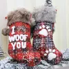 Kids Socks Christmas Socks Decorations Christmas Pet Dog Claw Socks Fur Collar Plaid English Xmas Tree Hanging Pendant Gift 231020