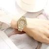 Otros relojes 2 uds relojes de diamantes de lujo para Mujer pulsera de Hip Hop Reloj de cuarzo para mujer Reloj de pulsera de oro rosa Reloj de cristal brillante para Mujer 231020