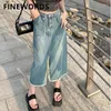 Rokken FIORDS Zomer Vintage Casual Split Vooraan Lange Denim Vrouwen Streetwear Hoge Taille Koreaanse Jeans Met Twee Zakken