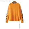 24SS Designer Hoodie Offwhite High quality and correct version OFF Mahai yellow fur round neck knitted sweater unisex batch