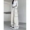 Kvinnors jeans 2023 Autumn Winter Fashion Women Pants Retro Multi Pocket Simple Ben High Street Loose Beige Cargo Straight