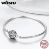 Bangle WOSTU réel 925 en argent Sterling scintillant boule Bracelet bracelets pour les femmes Fit bricolage breloques perles bijoux originaux cadeau CQB062 231020