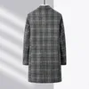 Herren Wollmischungen Winter Herrenmantel Hochwertige Business Casual Slim Plaid Langer Wollmantel Dicke warme winddichte Jacke 231019