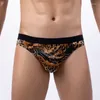 Cuecas masculinas cuecas impressas triângulo calcinha leopardo cobra tigre sexy cintura baixa