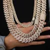 Full Diamond Iced Out Jewelry Set Moissanite Armband Halsband Kubansk länkkedja för män kvinnor