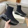 2023-Luxury sneakers Classic designer black high-top sock shoes plaid textured Plate-forme Jogging running casual shoes size 35-46