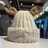 Christmas Hat Fashion For Kids And Adults Gift~Cute Deer Horn Knitted Hat Warm And Versatile In Autumn And Winter White Headband Ear Protection Woolen Hat