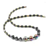 Pendant Necklaces Fashion Black Natural Hematite Stone Men's Necklace Colorful Faceted Round Beads Jewelry Ornaments For Daily Wear