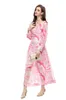 Casual Dresses Women's Runway O Neck LongeChes Printed Ruffles droppe midje modedesigner maxi vestidos