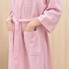 Men's Sleepwear 1 PC Autumn Adult Nightgown Bathrobe Sashes V-Neck Robe Pajamas For Couple Robes Pockets Long Sleeve Fashion