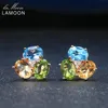 Lamoon 925 Srebrne kolczyki dla kobiet Kamień Kamienia Cytrine Peridot Topaz 18K Rose Gold Fine Jewelry S925 LMEI037 CJ191287V