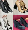 Luxury Mary Jane Heels Women's pumps Shoes Designer Sandals Fashion Leather Dress shoes Chunky Heel Splicing Mid Heel Black White Khaki Evening With box