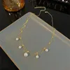 Chains Gold Pearl Collarbone Necklace Less Allergic Beautiful Elegant Multi-layered Accessories Womens