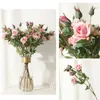 Dekorativa blommor 1st 65 cm Rose High Quality Long Branch 5 Heads Artificial Flores Table Decor Fake Valentine's Day