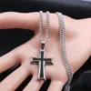 Ожерелья с подвесками, модное ожерелье из нержавеющей стали с крестом для женщин/мужчин, черные, серебряные, длинные ювелирные изделия, Collier Homme NXH111S05