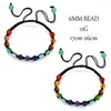 Charme pulseiras 13 pc 6 mm contas de cristal tecido yoga pulseira para mulheres homem amante presente ajustável rock ágata 7 cores power stone bangle