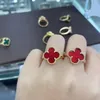 Vintage-Klee-Designer-Ringe, modischer Ring, Diamant, vierblättrige Blume, Schmuck, Perlmutt-Herz, für Damen und Herren, Valentinstag, Muttertagsgeschenk