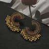 Dangle Earrings Retro Ethnic Geometric Crystal Luxury Gold Color C-Shaped Beads Tassel Wedding Women's Fashion Brincos Bijoux