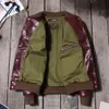 Veste en cuir pour homme, simili cuir de vache ciré, Vintage A1Flight, veste de moto en cuir véritable pour homme, rouge vin kaki, manteau en cuir de style américain 231020