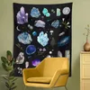 Tapisserier Crystal Poster Wall Art Tapestry Gemstones Mineral Hanging For Bedroom Sushroom Plant Starry Sky Galaxy Home Decor