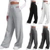 Yoga-outfit Wijde pijpen broek voor dames Fleece gevoerde joggingbroek Rechte onderkant AllMath Effen Fitness Joggers Reizen Basic 231020