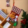 Juldekorationer 32 19 cm socking för årets fest dekoration xmas presentpåsar träd hänge noel jultomten elk godis väska heminredning