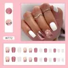 Faux ongles Explosif Sparkling Rouge Rose Court Ballet Blanc Solide Étoile Léopard Stripe Glitter Poudre Complète Fini Faux Art Nail Colle