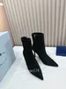 Nouvelle marque de luxe femmes bottes d'hiver à talons hauts talon fin en daim cuir mode chaussures courtes bottes