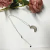 Pendant Necklaces BOROSA Natural Druzy Necklace Moon Drusy Crystal Quartz Silver Color Crescent Titanium AB NS0388