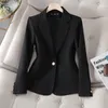 Damenanzüge, große Größe, solide Blazer für Frauen, 2023, modisch, lange Ärmel, Frühling, Bürodame, Mantel, elegant, schick, schlank, zweireihig