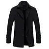 Misturas de lã masculina homem clássico moda trench coat jaquetas malelong fino ajuste casaco quente outerwear blusão 231020