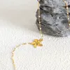 Pendant Necklaces 316L Stainless Steel Golden Flower Dripping Oil Beads Necklace Casual Personality Girl Exquisite Jewelry Gift Party