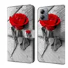 Samsung S24 Plus Ultra A05S A15 Moto G14 G54 Xiaomi 14 13T Pro Redmi 13C Butterfly Cat Holder ID 카드 플리프 커버 PU 가죽 파우치를위한 패션 꽃 장미 지갑 케이스
