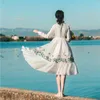 Casual Dresses Autumn Romantic Fairy White Dress Woman Vintage Chic Design Brodery Flower Lady Beach Vestido Robe Blanche Femme