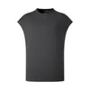 Herren-T-Shirts, High Street Herren, ärmelloses T-Shirt, einfarbig, modisch, O-Ausschnitt, lockere Passform, Hip Hop, lässige T-Shirts, Tops, Sommer-Pullover-T-Shirts